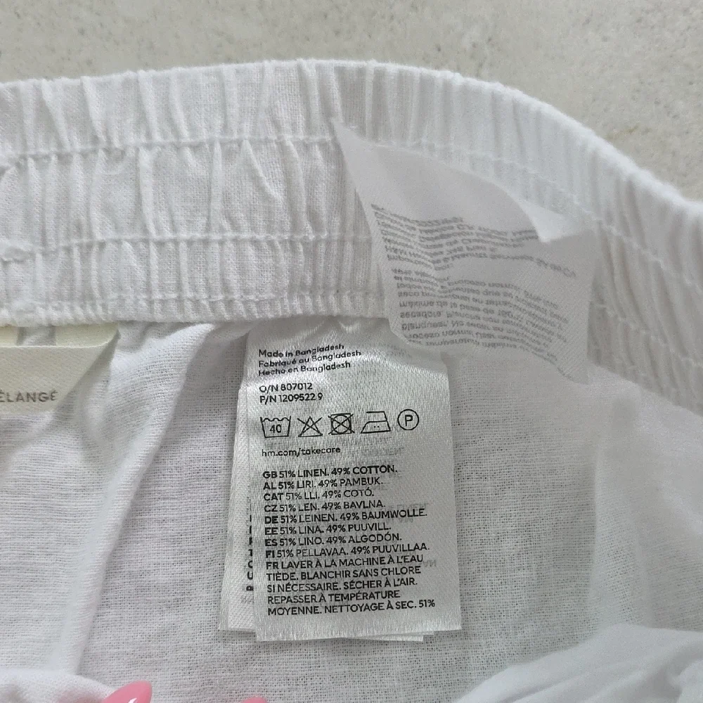 H&M Linen Blend Pants Size Medium Lightweight Neutral Casual Trousers - Picture 3 of 7